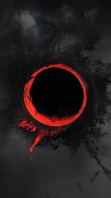 Red eclipse ring over dark abstract cosmic void.