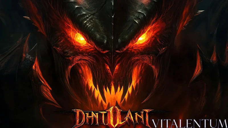 Demonic firelord portrait glows with molten inferno fury.