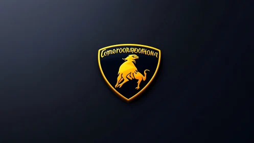 Gold bull crest logo on dark gradient background, 3D render