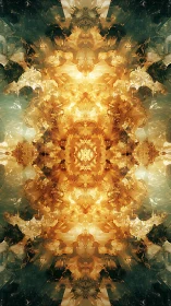 Radiant golden fractal blooms unfold in a glowing spiral