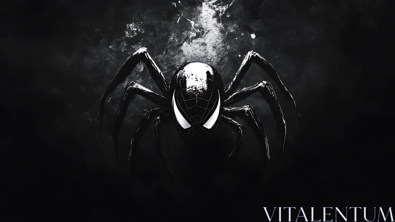 Monochrome spider emblem hybrid with stylized mask morphology