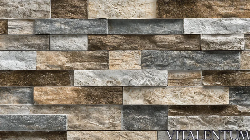Contemporary stone wall texture with multicolor rectangular tiles.