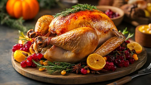 Roasted Poultry with Citrus and Seasonal Garnish Plating.