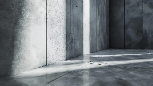 Minimalist Concrete Interior with Directional Light and Shadow Play