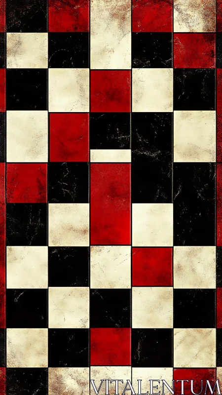 Weathered tricolor grid with distressed rectilinear tiling.