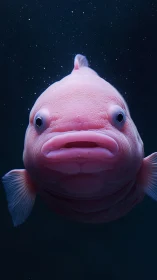 Front-facing pink deep-sea fish rendered in photoreal clarity