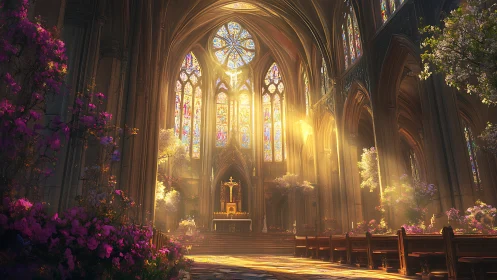 Sunlit floral cathedral where stained glass dreams bloom.