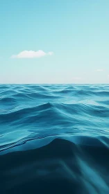 Sky-kissed turquoise swells under a single wandering cloud.