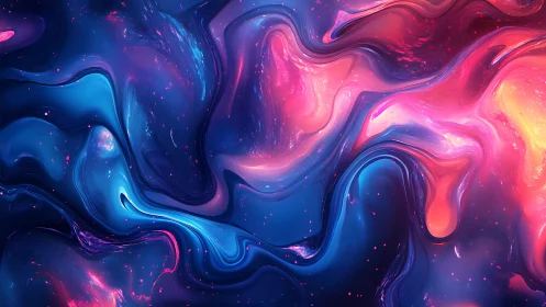 Luminous nebula fluid dynamics in abstract digital painting.