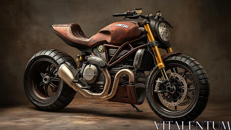 Bold custom café racer motorcycle glows with rugged charm