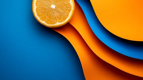 Citrus cross‑section on layered chromatic wave surfaces.