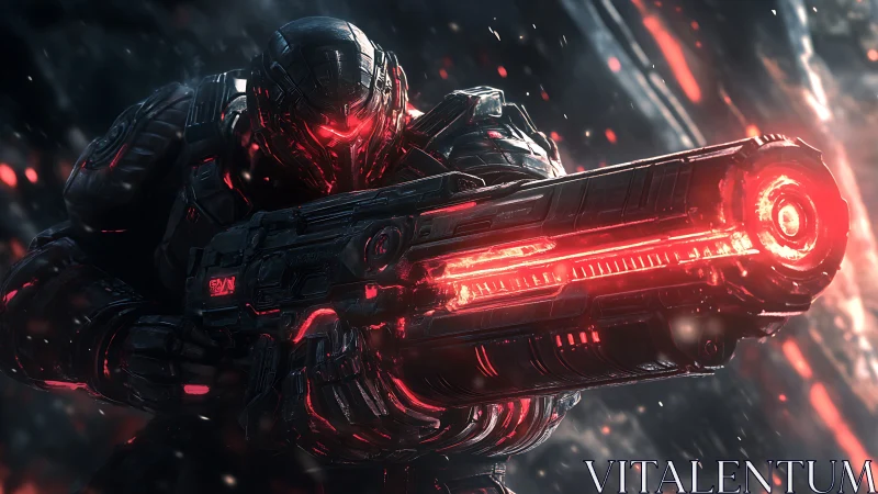 Armored cybernetic trooper with high-energy plasma cannon