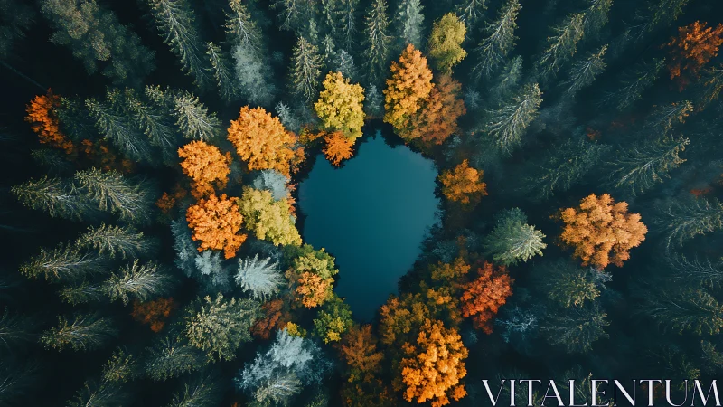 Autumn Lake Emerges Through Golden Forest Canopy