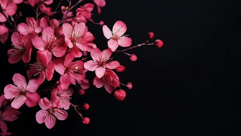 Pink Cherry Blossoms Burst Against Midnight.