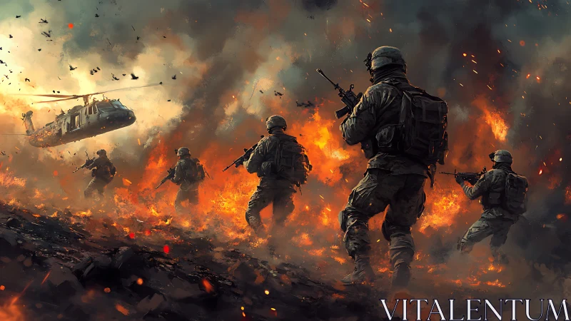 Soldiers Advance Through Hellfire Under Helicopter Support.