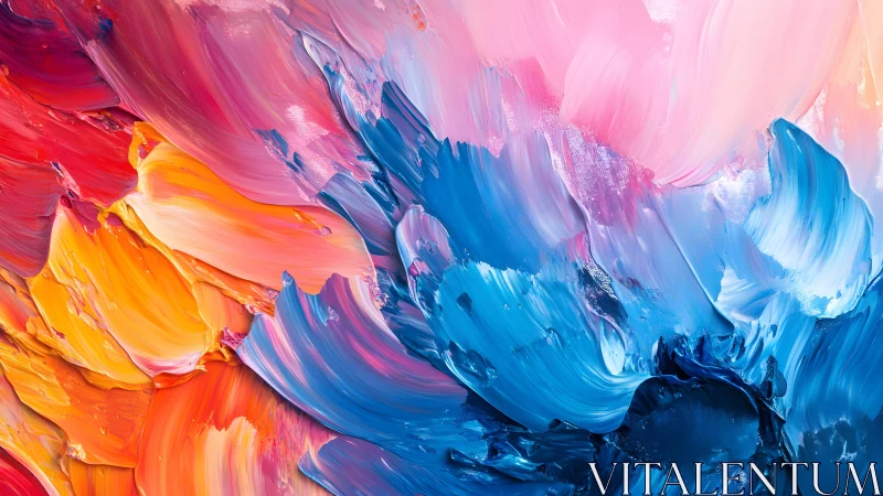 Vibrant Abstract Oil Painting With Bold Colorful Brushstrokes.