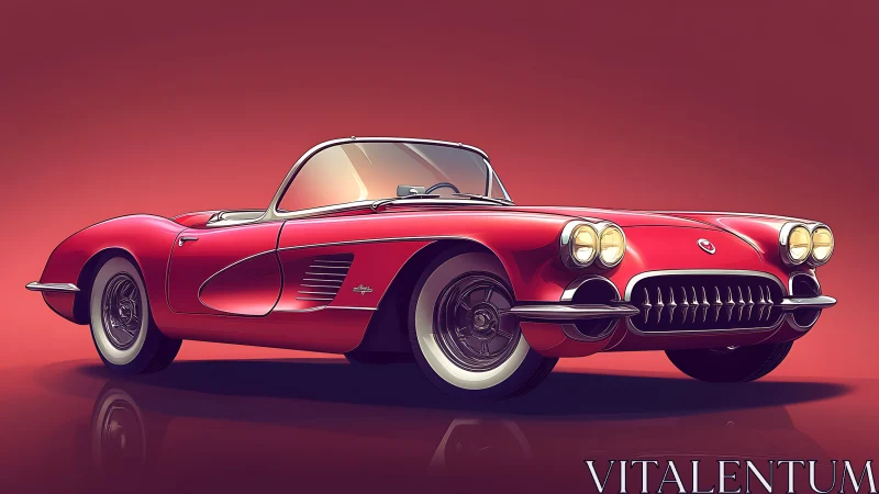 Red vintage convertible roadster in clean studio setting.