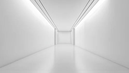 Minimal white corridor shows linear recessed ceiling lighting