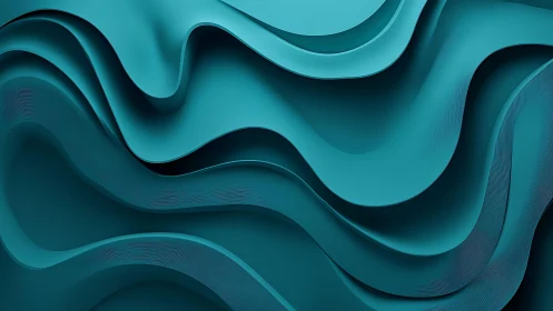 Teal Abstract Waves in Modern Minimalist 3D Layered Design.