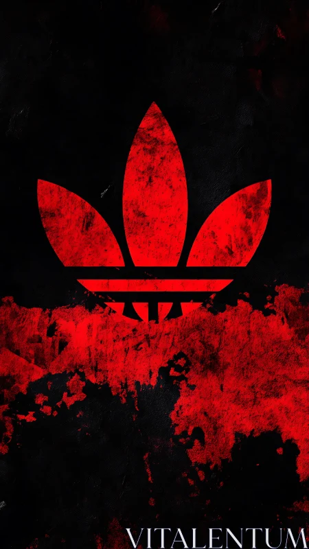 Grunge-rendered red trefoil emblem on distressed black field.