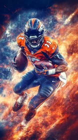 Dynamic football runner rendered in high-impact digital painting