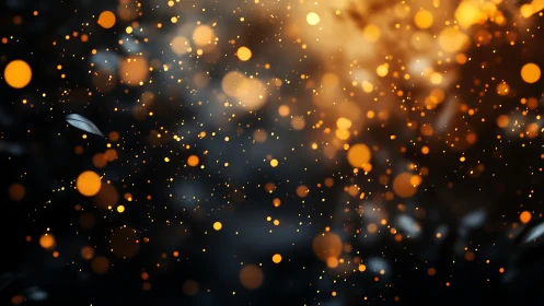 Warm golden bokeh lights scattered on dark blurred background.