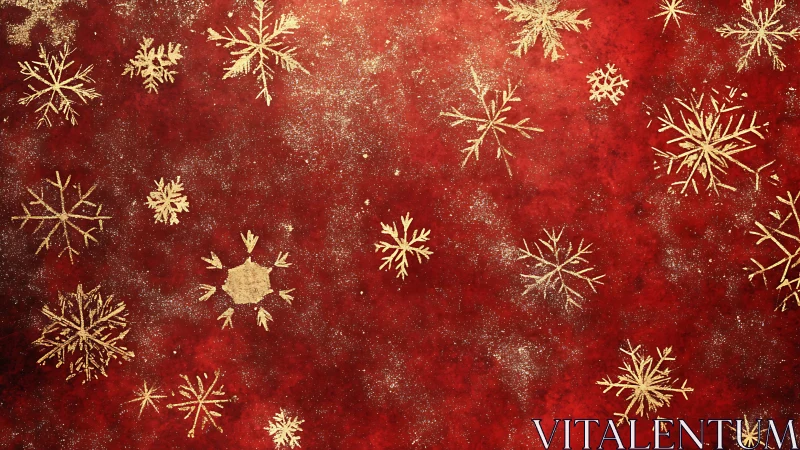 Golden snowflake pattern shimmers over textured red ground