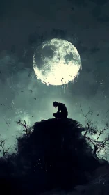 Moonlit solitude on a cliff of quiet, stormy thoughts.