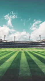 Sunlit cricket stadium welcomes players under open sky