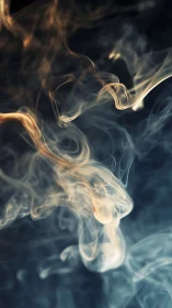 Volumetric smoke tendrils curl through dark atmospheric field