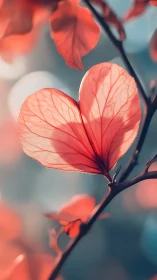 Heart-Shaped Leaves Glow in Warm Coral Light