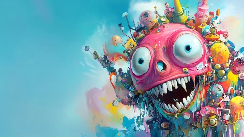 Candy-chaos skull carnival grinning at the edge of sanity.