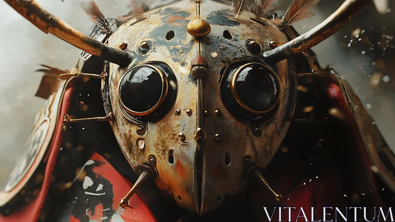 Steampunk insectoid helmet rendered in cinematic macro detail