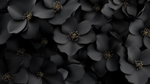 Ebony Petals Dance With Golden Stamen Sparkle