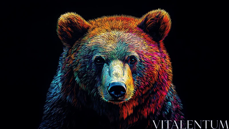 Chromatic forest guardian stares out from neon midnight