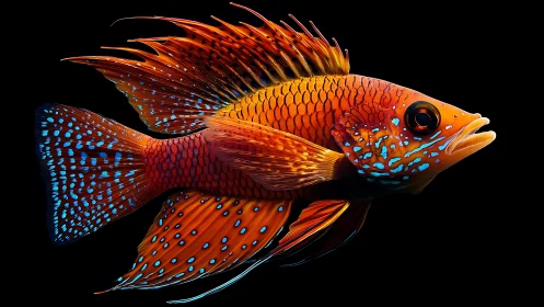 Luminous orange reef fish rendered in vivid digital detail.