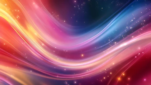 Multicolored light wave gradients with scattered particles.