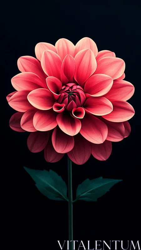 Coral pink dahlia flower displayed against dark background
