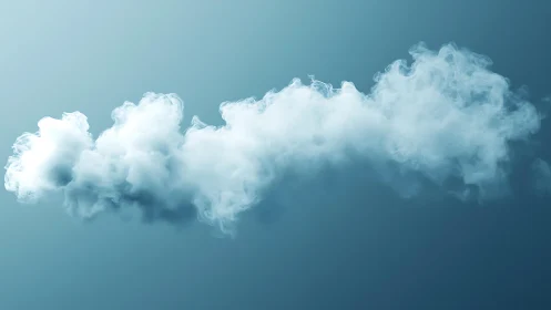 Wispy cloud of white smoke against soft blue background, minimalistic style.