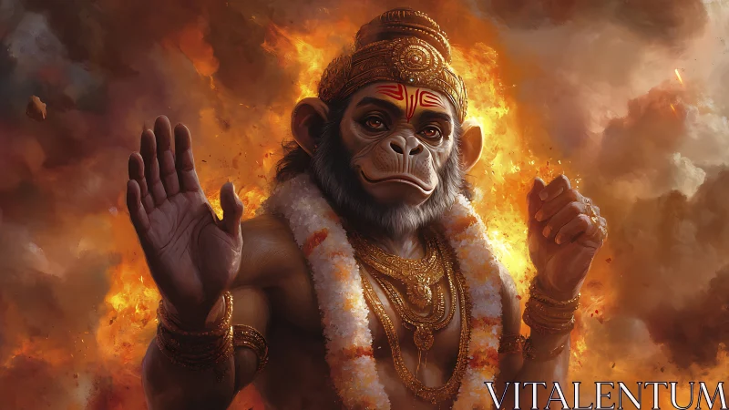 Divine simian warrior rendered in high-detail digital painting