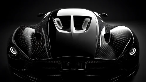 Carbon fiber hypercar gleams under dramatic studio lighting.