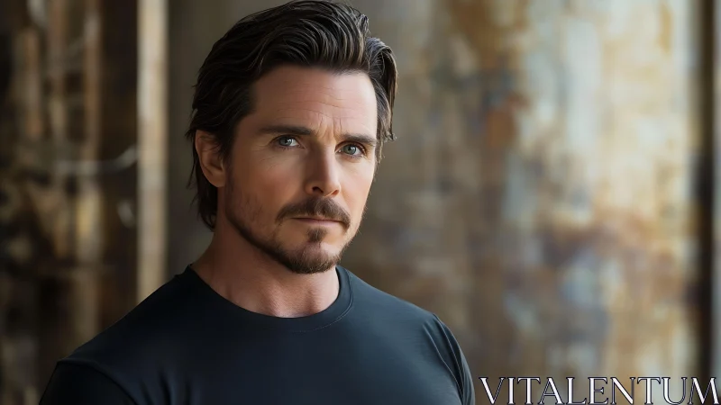 Male portrait with soft bokeh, cinematic neutral lighting.