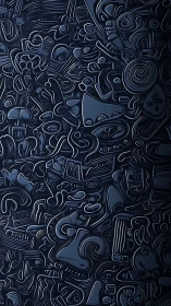 Dense dark abstract relief pattern with curved line motifs.