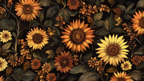 Golden Sunflowers Dance in a Garden of Warm Autumn Hues