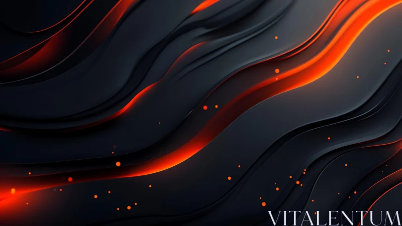 Abstract dark waves with glowing orange lines in modern style.