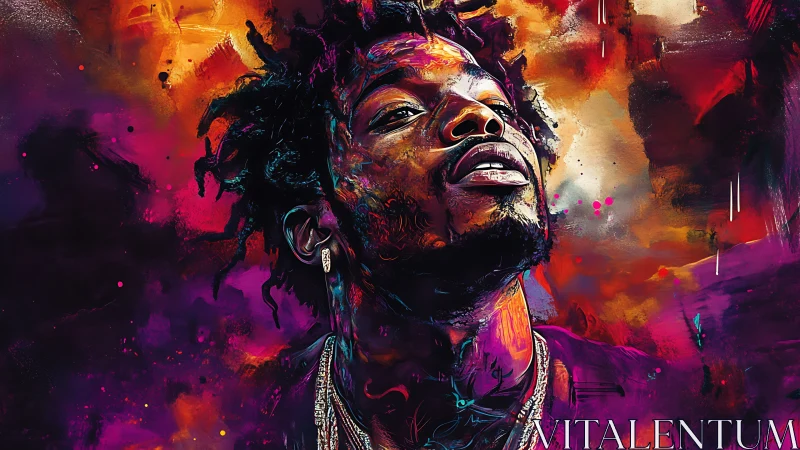 Bold digital portrait of confident man in vivid colors.