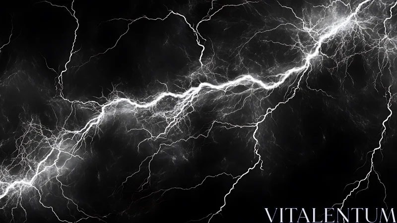 High contrast fractal lightning arc on deep black background