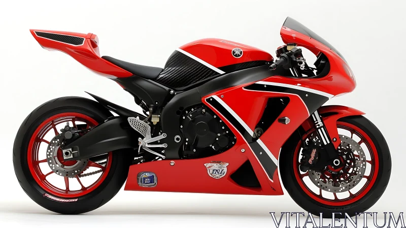 Bold red racing motorcycle stands ready for high-speed thrills