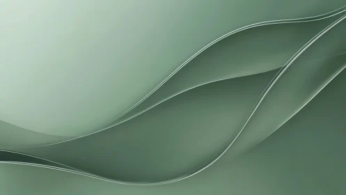 Soft green abstract waves with layered transparent curves.