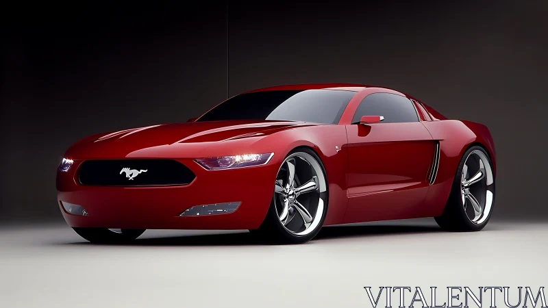 Red coupe sports car studio render with front side view.